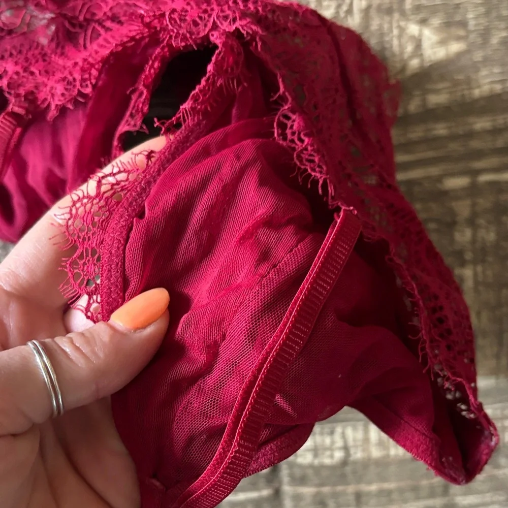 Free people Lace-Trim Bralette in Deep Raspberry - Picture 4 of 5